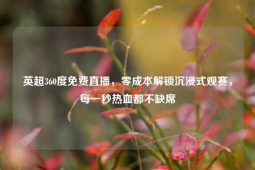 英超360度免费直播,零成本解锁沉浸式观赛,每一秒热血都不缺席