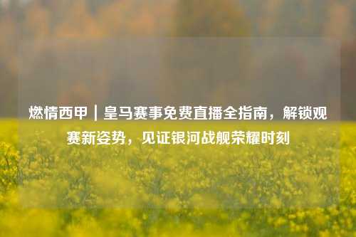 燃情西甲|皇马赛事免费直播全指南,解锁观赛新姿势,见证银河战舰荣耀时刻