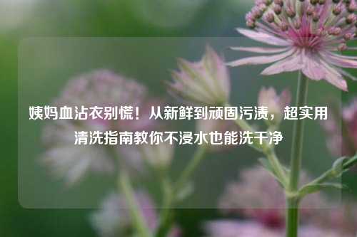姨妈血沾衣别慌！从新鲜到顽固污渍，超实用清洗指南教你不浸水也能洗干净