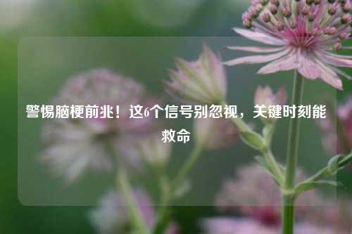 警惕脑梗前兆！这6个信号别忽视，关键时刻能救命