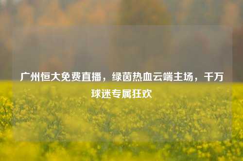广州恒大免费直播,绿茵热血云端主场,千万球迷专属狂欢