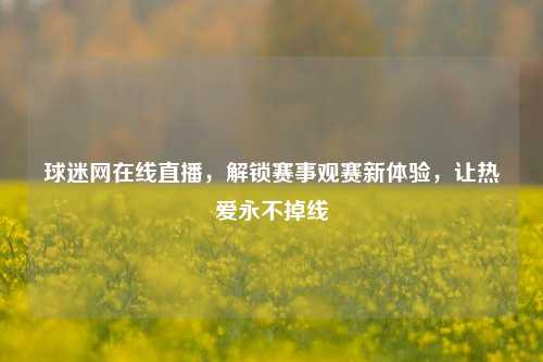 球迷网在线直播,解锁赛事观赛新体验,让热爱永不掉线