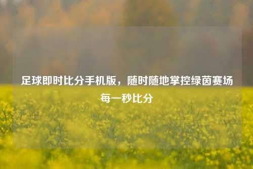 足球即时比分手机版，随时随地掌控绿茵赛场每一秒比分