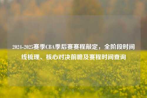 2024-2025赛季CBA季后赛赛程敲定,全阶段时间线梳理、核心对决前瞻及赛程时间查询