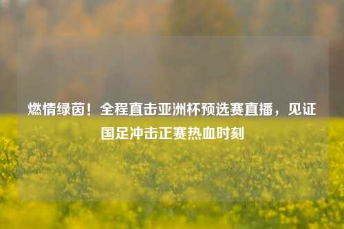 燃情绿茵！全程直击亚洲杯预选赛直播，见证国足冲击正赛热血时刻