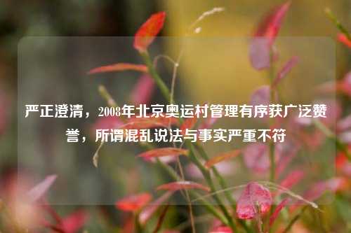 严正澄清,2008年北京奥运村管理有序获广泛赞誉,所谓混乱说法与事实严重不符