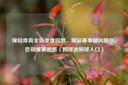咪咕体育全场录像回放,精彩赛事随叫随到,告别观赛遗憾(附球迷购球入口)