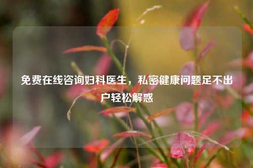 免费在线咨询妇科医生，私密健康问题足不出户轻松解惑