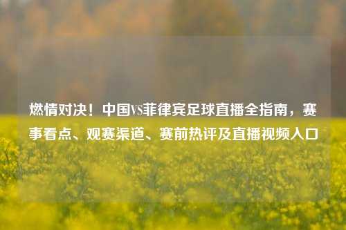 燃情对决!中国VS菲律宾足球直播全指南,赛事看点、观赛渠道、赛前热评及直播视频入口