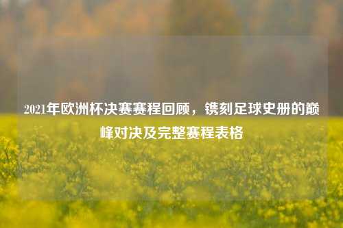 2021年欧洲杯决赛赛程回顾,镌刻足球史册的巅峰对决及完整赛程表格