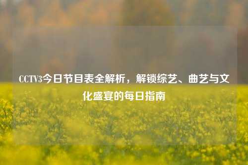 CCTV3今日节目表全解析，解锁综艺、曲艺与文化盛宴的每日指南