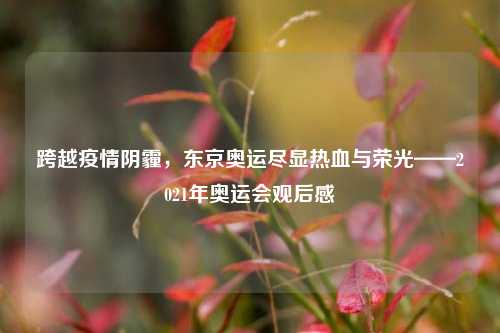 跨越疫情阴霾,东京奥运尽显热血与荣光——2021年奥运会观后感