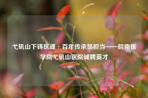 弋矶山下铸医魂·百年传承显担当——皖南医学院弋矶山医院诚聘英才