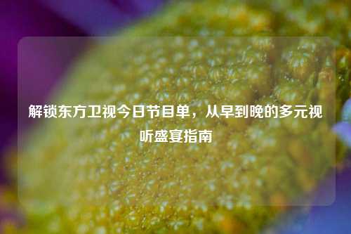 解锁东方卫视今日节目单,从早到晚的多元视听盛宴指南