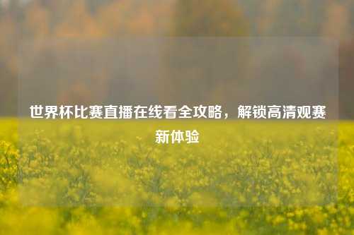 世界杯比赛直播在线看全攻略，解锁高清观赛新体验