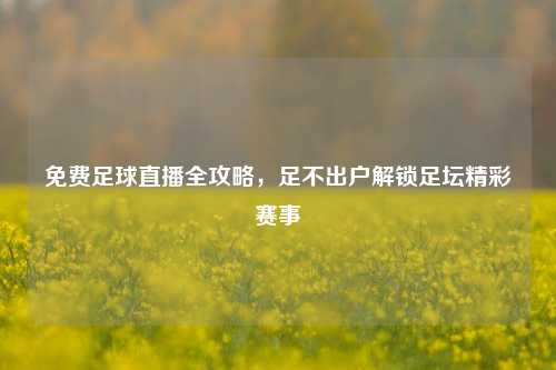 免费足球直播全攻略,足不出户解锁足坛精彩赛事