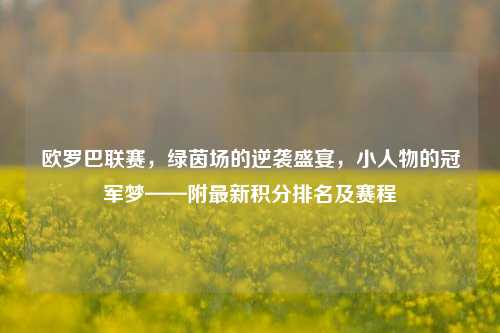 欧罗巴联赛,绿茵场的逆袭盛宴,小人物的冠军梦——附最新积分排名及赛程