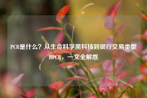 PCR是什么?从生命科学黑科技到银行交易类型RPCR,一文全解惑