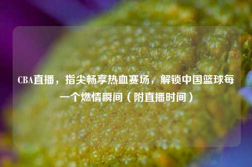 CBA直播,指尖畅享热血赛场,解锁中国篮球每一个燃情瞬间(附直播时间)