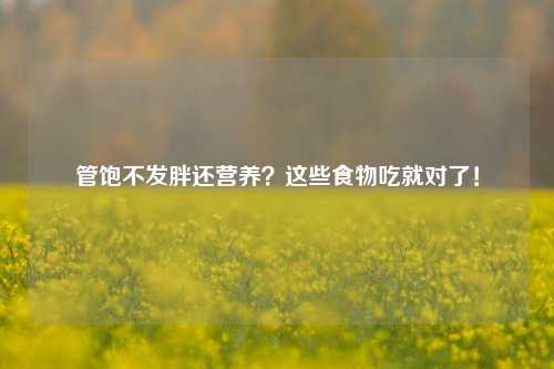 管饱不发胖还营养?这些食物吃就对了!