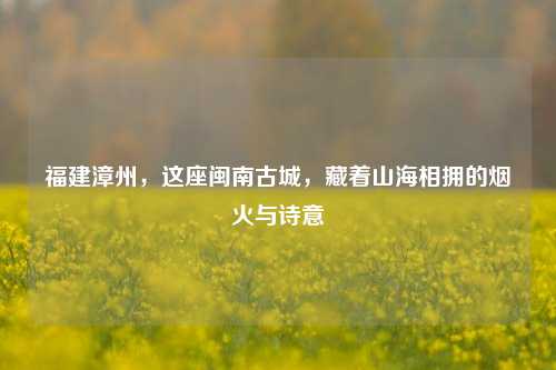 福建漳州,这座闽南古城,藏着山海相拥的烟火与诗意