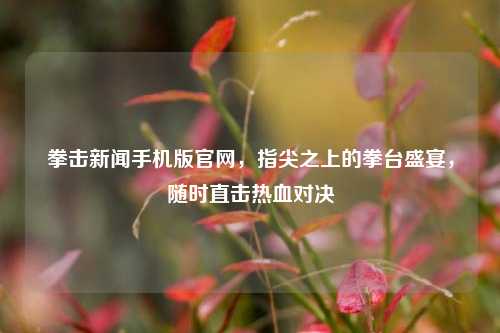 拳击新闻手机版官网,指尖之上的拳台盛宴,随时直击热血对决
