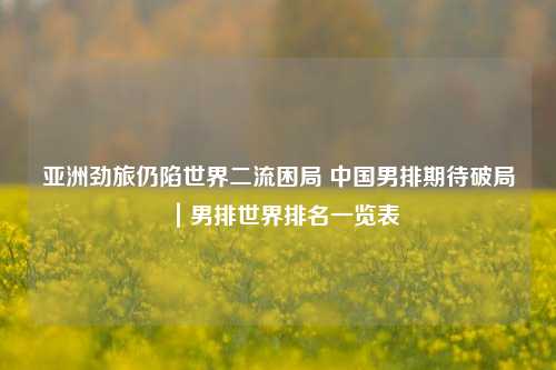 亚洲劲旅仍陷世界二流困局 中国男排期待破局｜男排世界排名一览表
