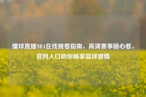 懂球直播NBA在线观看指南，高清赛事随心看，官网入口助你畅享篮球激情