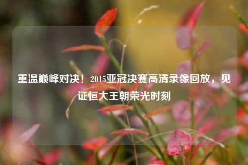 重温巅峰对决!2015亚冠决赛高清录像回放,见证恒大王朝荣光时刻
