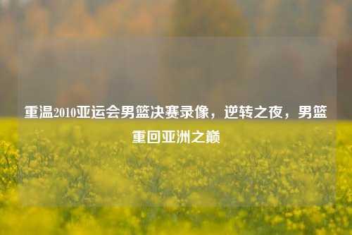 重温2010亚运会男篮决赛录像,逆转之夜,男篮重回亚洲之巅