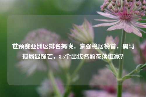 世预赛亚洲区排名揭晓,豪强稳居榜首,黑马搅局显锋芒,8.5个出线名额花落谁家?