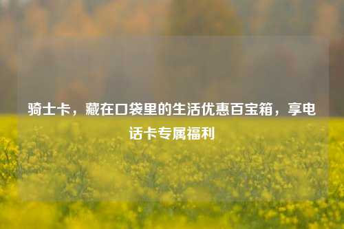 骑士卡,藏在口袋里的生活优惠百宝箱,享电话卡专属福利