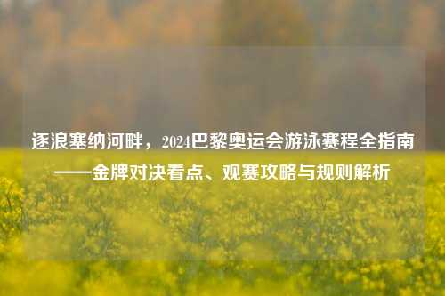 逐浪塞纳河畔,2024巴黎奥运会游泳赛程全指南——金牌对决看点、观赛攻略与规则解析
