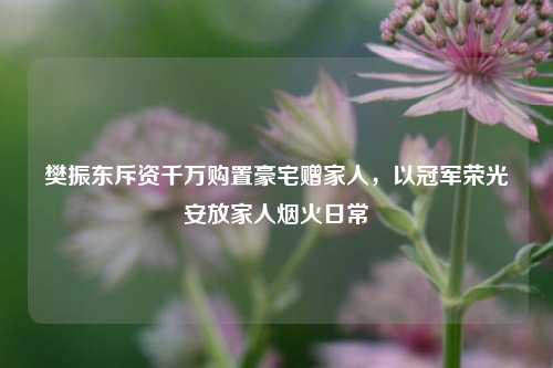 樊振东斥资千万购置豪宅赠家人,以冠军荣光安放家人烟火日常