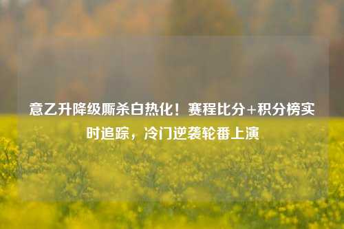 意乙升降级厮杀白热化!赛程比分+积分榜实时追踪,冷门逆袭轮番上演