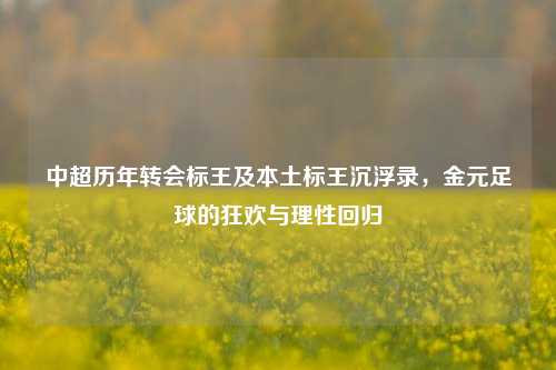 中超历年转会标王及本土标王沉浮录，金元足球的狂欢与理性回归