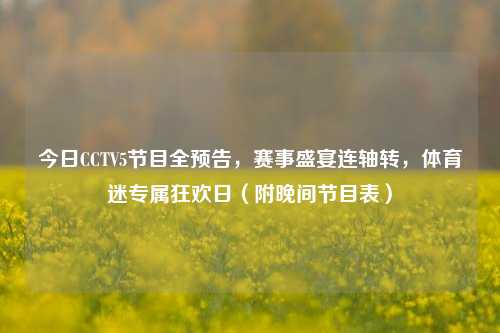 今日CCTV5节目全预告,赛事盛宴连轴转,体育迷专属狂欢日(附晚间节目表)