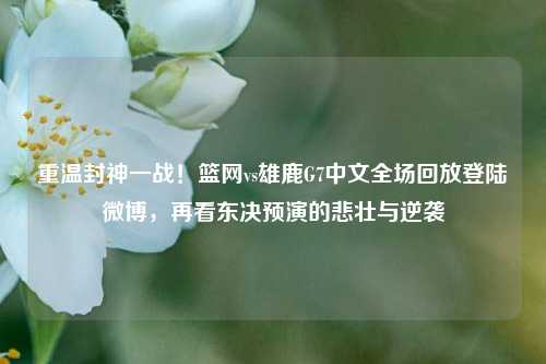 重温封神一战!篮网vs雄鹿G7中文全场回放登陆微博,再看东决预演的悲壮与逆袭