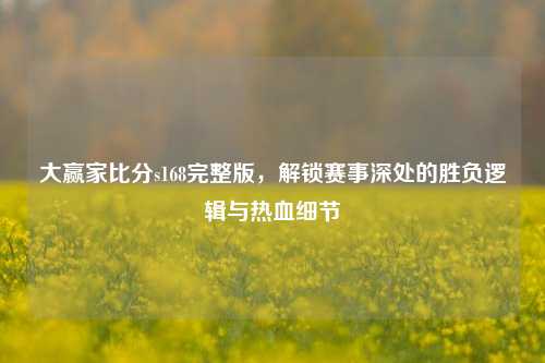 大赢家比分s168完整版，解锁赛事深处的胜负逻辑与热血细节