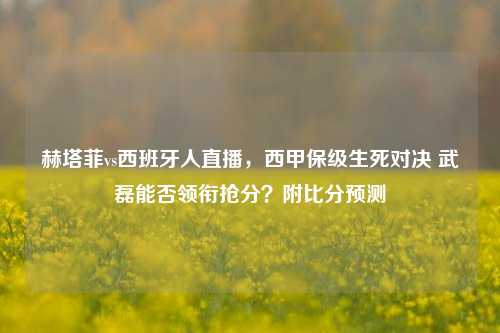 赫塔菲vs西班牙人直播,西甲保级生死对决 武磊能否领衔抢分?附比分预测