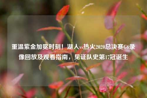 重温紫金加冕时刻!湖人vs热火2020总决赛G6录像回放及观看指南,见证队史第17冠诞生