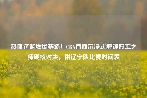 热血辽篮燃爆赛场!CBA直播沉浸式解锁冠军之师硬核对决,附辽宁队比赛时间表