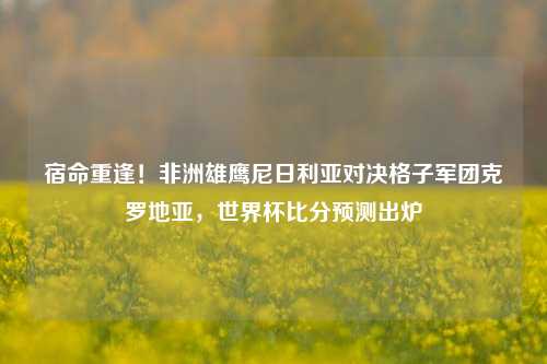 宿命重逢!非洲雄鹰尼日利亚对决格子军团克罗地亚,世界杯比分预测出炉