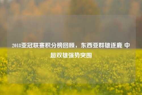 2018亚冠联赛积分榜回顾，东西亚群雄逐鹿 中超双雄强势突围