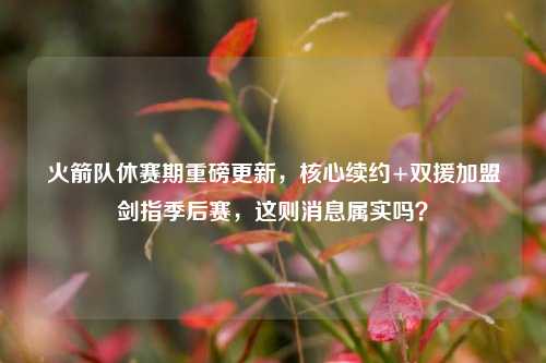 火箭队休赛期重磅更新，核心续约+双援加盟剑指季后赛，这则消息属实吗？