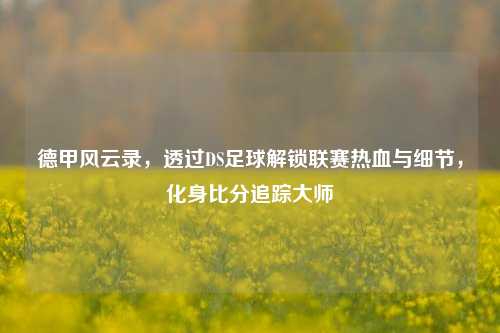 德甲风云录,透过DS足球解锁联赛热血与细节,化身比分追踪大师