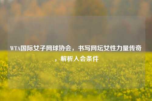 WTA国际女子网球协会,书写网坛女性力量传奇,解析入会条件