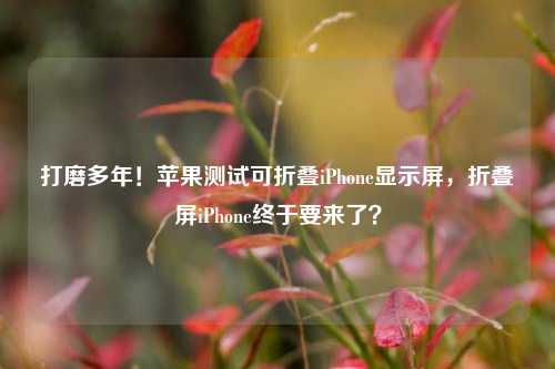 打磨多年!苹果测试可折叠iPhone显示屏,折叠屏iPhone终于要来了?